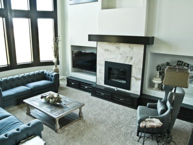 Custom Modern Black and White Fireplace