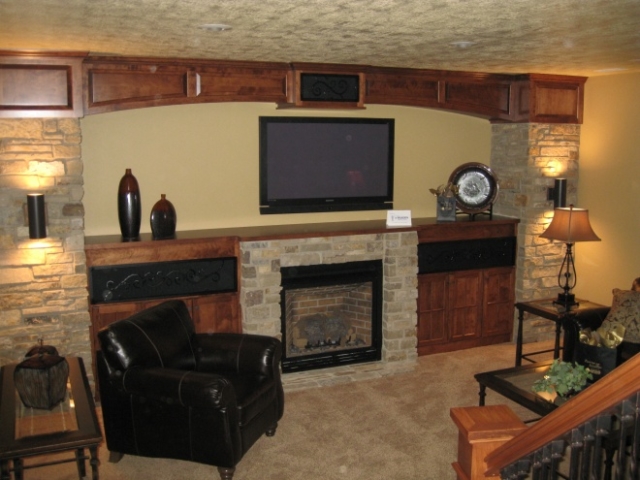 Custom Stone Entertainment and Fireplace Center