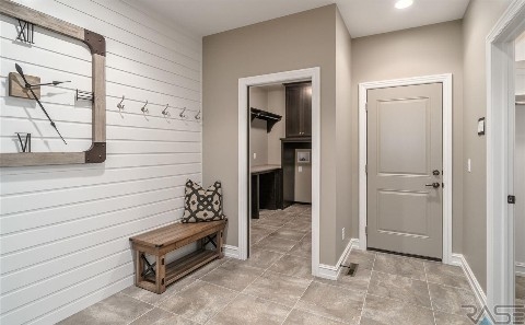 Modern Brown and White Entry Way